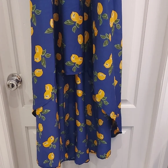 Ultra Pink Blue and Yellow High Low Dress - Picture 2 of 13